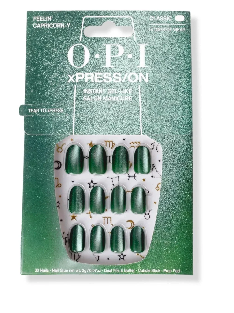5 for $25 item 🌺 OPI Xpression Press-On Nails in Deep Green Feelin' Capricorn-y